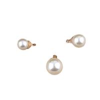 Plastic Pendants Plastic Pearl with Zinc Alloy Round gold color plated DIY white Approx Sold By Bag