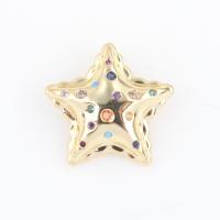 Cubic Zirconia Brass Pendants with Cubic Zirconia Star gold color plated DIY mixed colors nickel lead & cadmium free Sold By PC