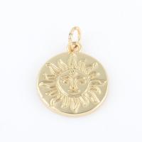 Brass Jewelry Pendants, Round, gold color plated, DIY, nickel, lead & cadmium free, 19.70x14.40x1.50mm, Sold By PC