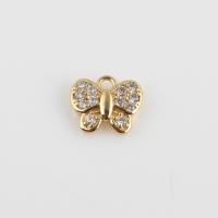 Cubic Zirconia Brass Pendants with Cubic Zirconia Butterfly gold color plated DIY nickel lead & cadmium free Sold By PC