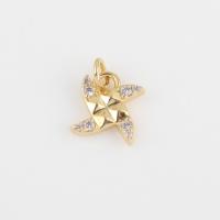 Cubic Zirconia Brass Pendants with Cubic Zirconia Pinwheel gold color plated DIY nickel lead & cadmium free Sold By PC