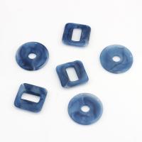 Harz Schmuckperlen, DIY & verschiedene Muster für Wahl, blau, ca. 100PCs/Tasche, verkauft von Tasche