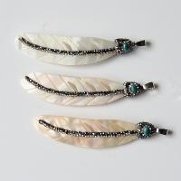 Tibetan Style Leaf Pendants, with turquoise & Shell, plated, DIY, nickel, lead & cadmium free, Sold By PC