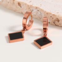 Stainless Steel Lever Back Earring 304 Stainless Steel with enamel Rhombus plated fashion jewelry & for woman rose gold color nickel lead & cadmium free Sold By Pair