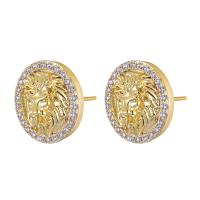 Cubic Zirconia Micro Pave Brass Earring, plated, Unisex & micro pave cubic zirconia, more colors for choice, Sold By Pair
