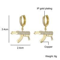 Cubic Zirconia Micro Pave Brass Earring plated Unisex & micro pave cubic zirconia Sold By Pair
