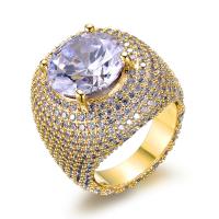 Brass δάχτυλο του δακτυλίου, Ορείχαλκος, επιχρυσωμένο, διαφορετικό μέγεθος για την επιλογή & για τη γυναίκα & με στρας, περισσότερα χρώματα για την επιλογή, Sold Με PC