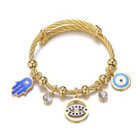 Evil Eye Jewelry Bracelet, 304 Stainless Steel, plated, micro pave cubic zirconia & for woman & enamel, more colors for choice, Sold By PC