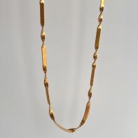 Collar de Acero Titanio, Partículas de acero, con 5CM extender cadena, chapado, micro arcilla de zirconia cúbica & para mujer, dorado, longitud:aproximado 40 cm, Vendido por UD