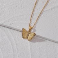 Titanstahl Halskette, mit Verlängerungskettchen von 5CM, Schmetterling, plattiert, Micro pave Zirkonia & für Frau, goldfarben, Länge:ca. 41 cm, verkauft von PC