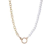 Zinc Alloy smykker halskæde, med Plastic Pearl, forgyldt, for kvinde, gylden, Solgt af PC