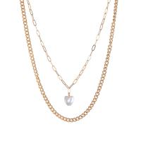 Collar de Aleación de Zinc, con Perlas plásticas, Corazón, chapado, para mujer, dorado, Vendido por UD