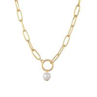 Collar de Aleación de Zinc, con Perlas plásticas, chapado, para mujer, dorado, Vendido por UD