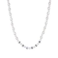 Zinc Alloy smykker halskæde, med Plastic Pearl, forgyldt, for kvinde, hvid, Solgt af PC