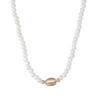 Zinc Alloy smykker halskæde, med Plastic Pearl, forgyldt, for kvinde, hvid, Solgt af PC
