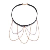 Body Chain Jewelry, Tibetan Style, with Cloth & Plastic Pearl, plated, for woman, golden, Sold By PC