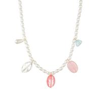 Zinc Alloy Jewelry Necklace with Plastic Pearl & Acrylic plated for woman white Sold By PC