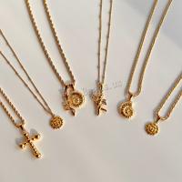 Titanová ocel náhrdelník, Titanium ocel, různé styly pro výběr & pro ženy, zlatý, Prodáno By PC