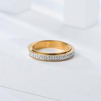 Rhinestone-Edelstahl -Finger-Ring, 304 Edelstahl, Modeschmuck & verschiedene Größen vorhanden & mit Strass, keine, frei von Nickel, Blei & Kadmium, verkauft von PC