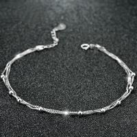 Fashion Sterling Silver Anklet, 925 Sterling Silver, with 3cm extender chain, fashion jewelry & for woman, nickel, lead & cadmium free, Length:Approx 21 cm, Sold By PC