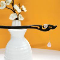 Hair Stick, Black Sandalwood, with 925 Sterling Silver & Shell, fashion jewelry & for woman, 18cm,10mm,10x14mm,4.5cm, Sold By PC