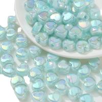 Plated Acrylic Beads, Heart, UV plating, DIY, more colors for choice, 14x12mm, Sold By PC