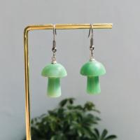 Natural Gemstone Earrings Natural Stone with Brass & Iron mushroom silver color plated fashion jewelry & for woman 46mm Sold By Pair