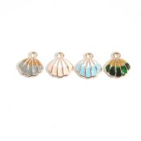 Tibetan Style Enamel Pendants, Shell, gold color plated, DIY, more colors for choice, 16x17mm, Approx 100PCs/Bag, Sold By Bag