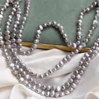 Naturliga sötvattenspärla lösa pärlor, Freshwater Pearl, plated, DIY, grå, 5-6mm, Såld Per Ca 36 cm Strand