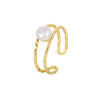 925 Sterling Silver Finger Rings with Freshwater Pearl plated fashion jewelry & for woman nickel lead & cadmium free 6.2mm Sold By PC
