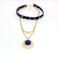 Zinc Alloy Jewelry Necklace with Lapis Lazuli & Denim fashion jewelry & for woman nickel lead & cadmium free Length Approx 11.02 Inch Approx 15.74 Inch Approx 18.11 Inch Sold By PC