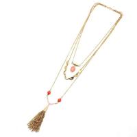 Tibetan Style Sweater Chain Necklace, with Rose Quartz, three layers & fashion jewelry & for woman, nickel, lead & cadmium free, Length:Approx 18.5 Inch, Approx 21.65 Inch, Approx 26.77 Inch, Sold By PC