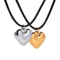 Stainless Steel Jewelry Necklace, 304 Stainless Steel, with Wax Cord, with 2.17inch extender chain, Heart, Vacuum Ion Plating, fashion jewelry & for woman, more colors for choice, 15x16.20mm, Sold Per Approx 16.54 Inch Strand