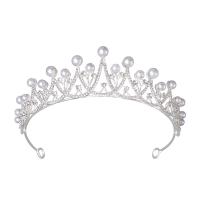 Bridal Tiaras Zinc Alloy with Plastic Pearl fashion jewelry & for woman & with rhinestone silver color nickel lead & cadmium free Inner Approx 140mm Sold By PC