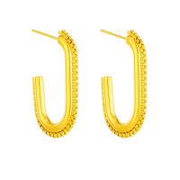 Boucle d'oreille Acier Titane, Placage, bijoux de mode & pour femme, doré, 32x20mm, Vendu par paire