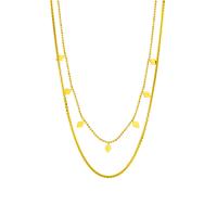 Titanium Steel Necklace, with 2.36inch extender chain, plated, Double Layer & fashion jewelry & for woman, golden, Sold Per Approx 16.14 Inch, Approx 18.11 Inch Strand
