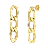 Stainless Steel Drop Earring, 304 Stainless Steel, Vacuum Ion Plating, fashion jewelry & for woman, golden, 40x9mm, Sold By Pair