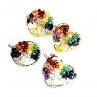 Hair Slide, Natural Gravel, with Tibetan Style, Tree, plated, for woman, more colors for choice, 50mm, Sold By PC