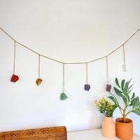 Hängende Ornamente, Naturstein, mit Messing & Eisen, goldfarben plattiert, für Zuhause und Büro, farbenfroh, Länge:ca. 112 cm, verkauft von PC