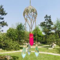 Wind Chimes Outdoor and Home Decoration , Brass, with Natural Stone & Crystal & Iron, gold color plated, for home and office, more colors for choice, nickel, lead & cadmium free, 270-280mm, Sold By PC