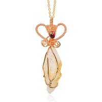 Agate Jewelry Pendants, Brass, with Agate & Clear Quartz, irregular, gold color plated, DIY, more colors for choice, nickel, lead & cadmium free, 15-25x45-65mm, Sold By PC