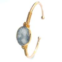 Agate Jewelry Bracelet Zinc Alloy with Ice Quartz Agate gold color plated fashion jewelry & for woman nickel lead & cadmium free Inner Approx 55mm Sold By PC