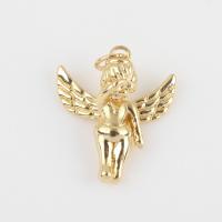 Bijoux pendentifs en laiton, ange, Placage de couleur d'or, DIY, protéger l'environnement, sans nickel, plomb et cadmium, 23.10x17.60x6.10mm, Vendu par PC