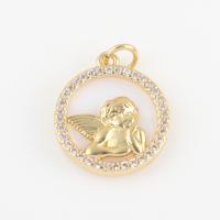 Cubic Zirconia Brass Pendants with Cubic Zirconia Angel gold color plated DIY nickel lead & cadmium free Sold By PC
