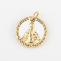 Brass Jewelry Pendants Round gold color plated DIY & enamel white nickel lead & cadmium free Sold By PC