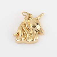 Brass Jewelry Pendants, Unicorn, gold color plated, DIY, nickel, lead & cadmium free, 20.80x18.60x5.20mm, Sold By PC