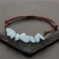 Gemstone Bracelets, Wax Cord, with Natural Stone, fashion jewelry, more colors for choice, Length:19 cm, Sold By PC