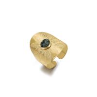 Anel de dedo de aço inoxidável, Aço inoxidável 304, with Pedra natural, banhado, para mulher, Mais cores pare escolha, 19mmuff0c26mm, vendido por PC