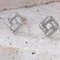 Cubic Zirkonia Micro Pave Sterling Silver Korvakorut, 925 Sterling Silver, päällystetty, Micro Pave kuutiometriä zirkonia & naiselle, hopea, 7x7mm, Myymät Pair