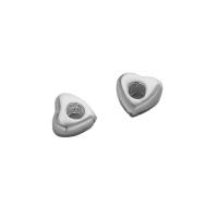 925 Sterling Silver Beads, Heart, plated, DIY, silver color, 6.50x3.50x2mm, Sold By PC